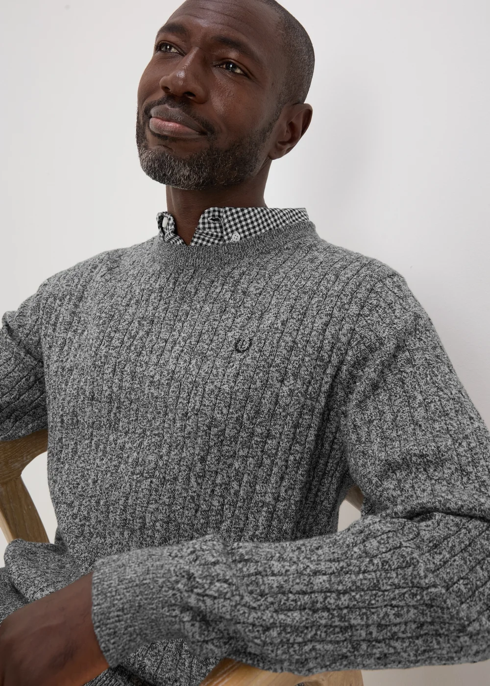 Lincoln Grey Cable Knit Jumper - S Image 3