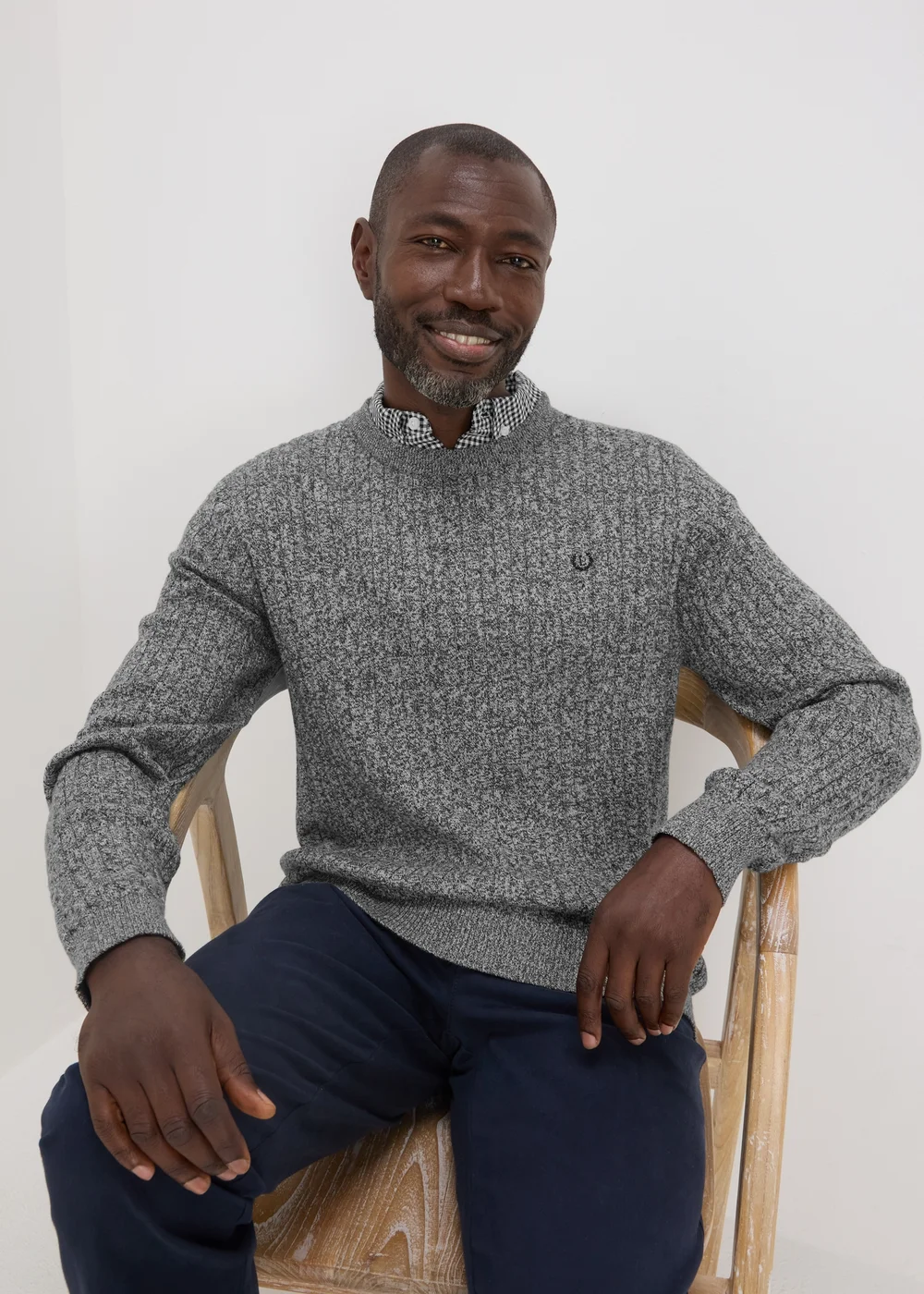 Lincoln Grey Cable Knit Jumper - S Image 1