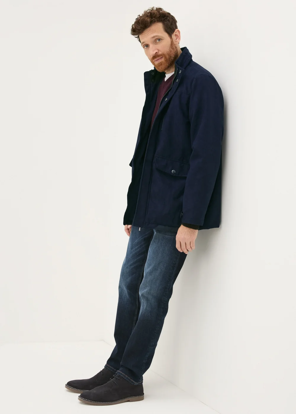 Lincoln Navy Faux Suede Jacket - S Image 2