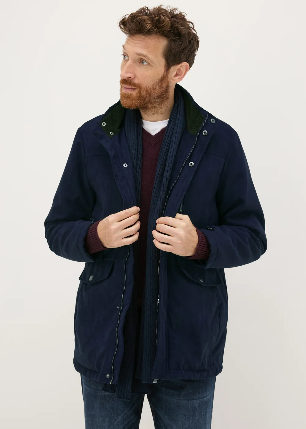 Lincoln Navy Faux Suede Jacket - S Image 1