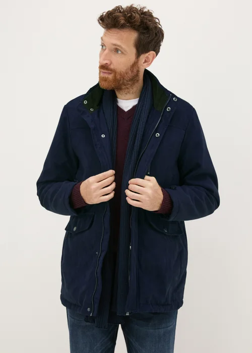 Lincoln Navy Faux Suede Jacket - S Image 1