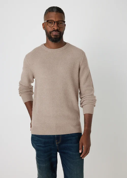 Stone Ribbed Crew Neck Jumper - S Image 3
