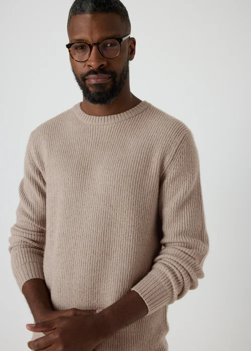 Stone Ribbed Crew Neck Jumper - S Image 1