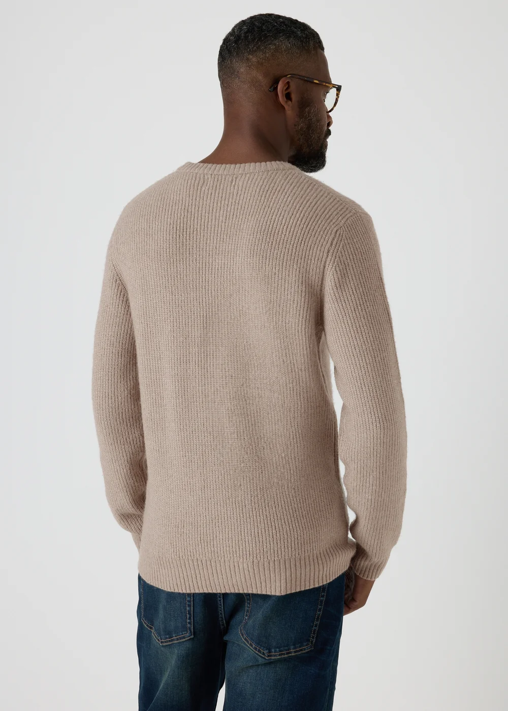 Stone Ribbed Crew Neck Jumper - S Image 2
