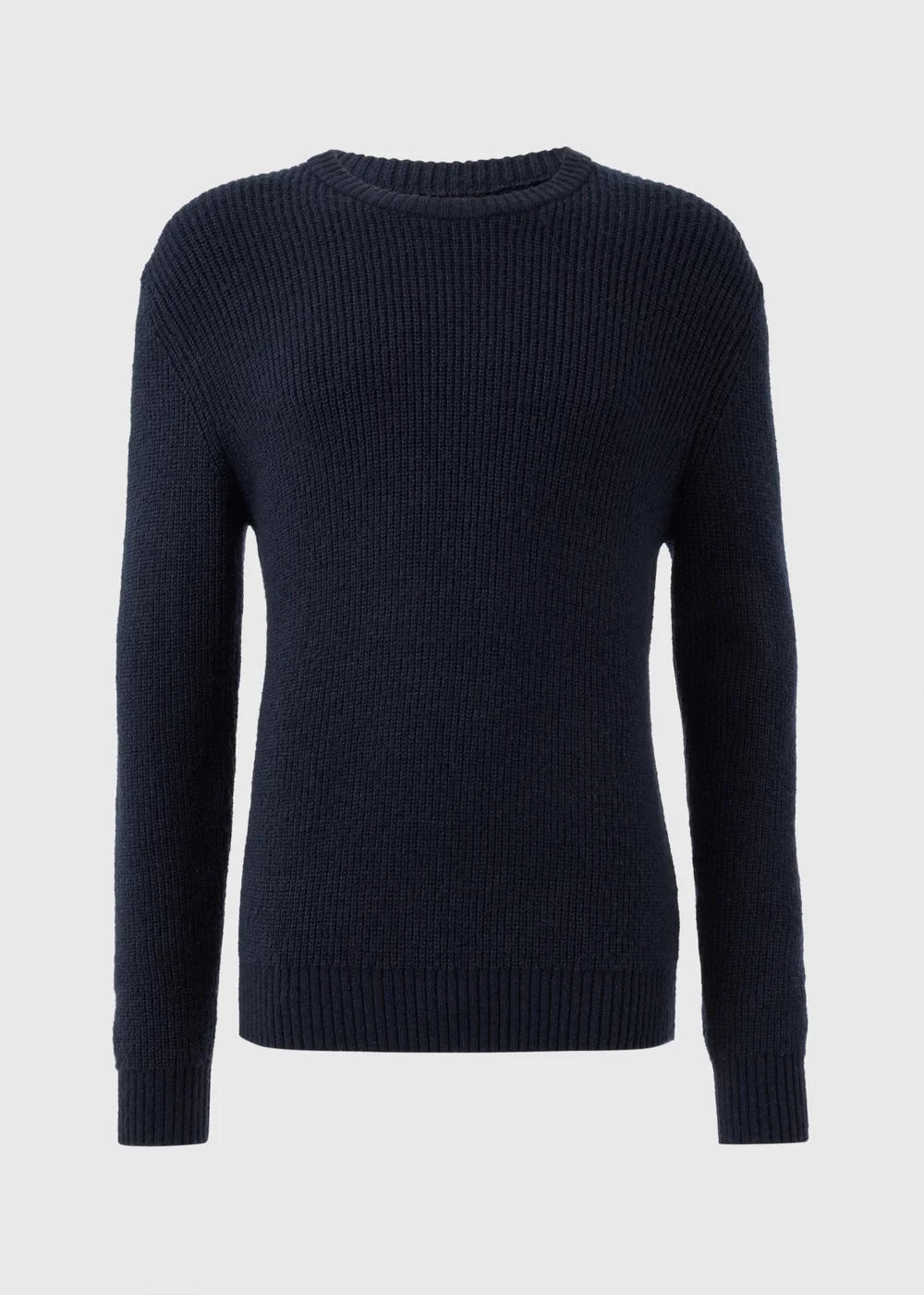 Navy Ribbed Crew Neck Jumper - S Image 4