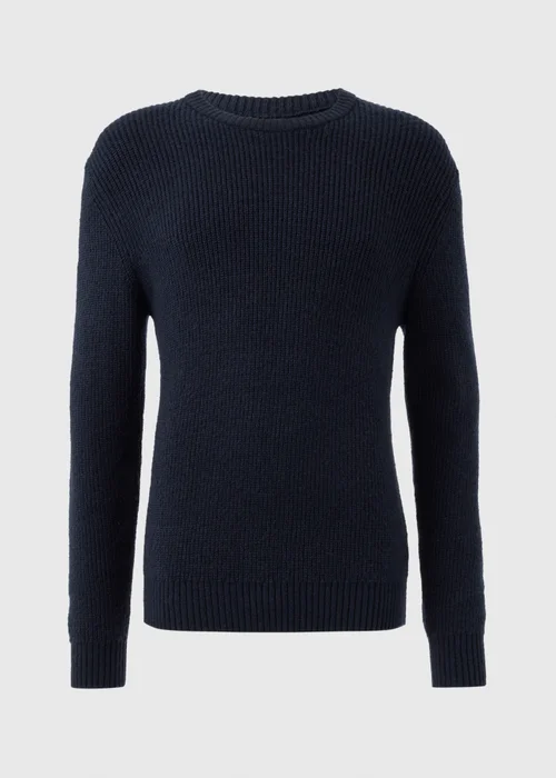 Navy Ribbed Crew Neck Jumper - S Image 4