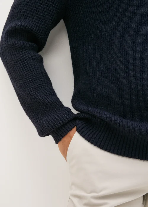 Navy Ribbed Crew Neck Jumper - S Image 3