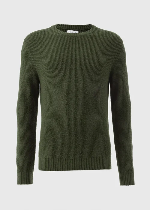 Khaki Ribbed Crew Neck Jumper - S Image 4