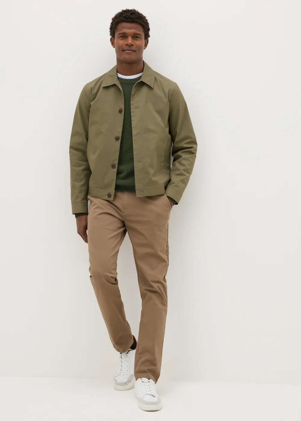 Khaki Ribbed Crew Neck Jumper - S Image 3