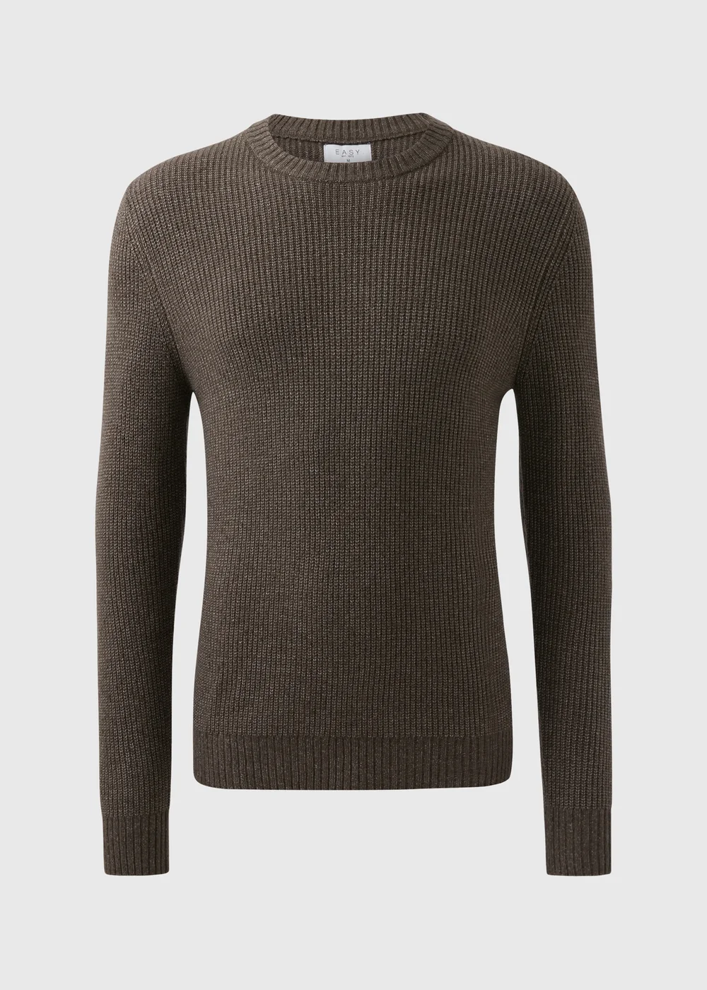 Brown Ribbed Crew Neck Jumper - S Image 4