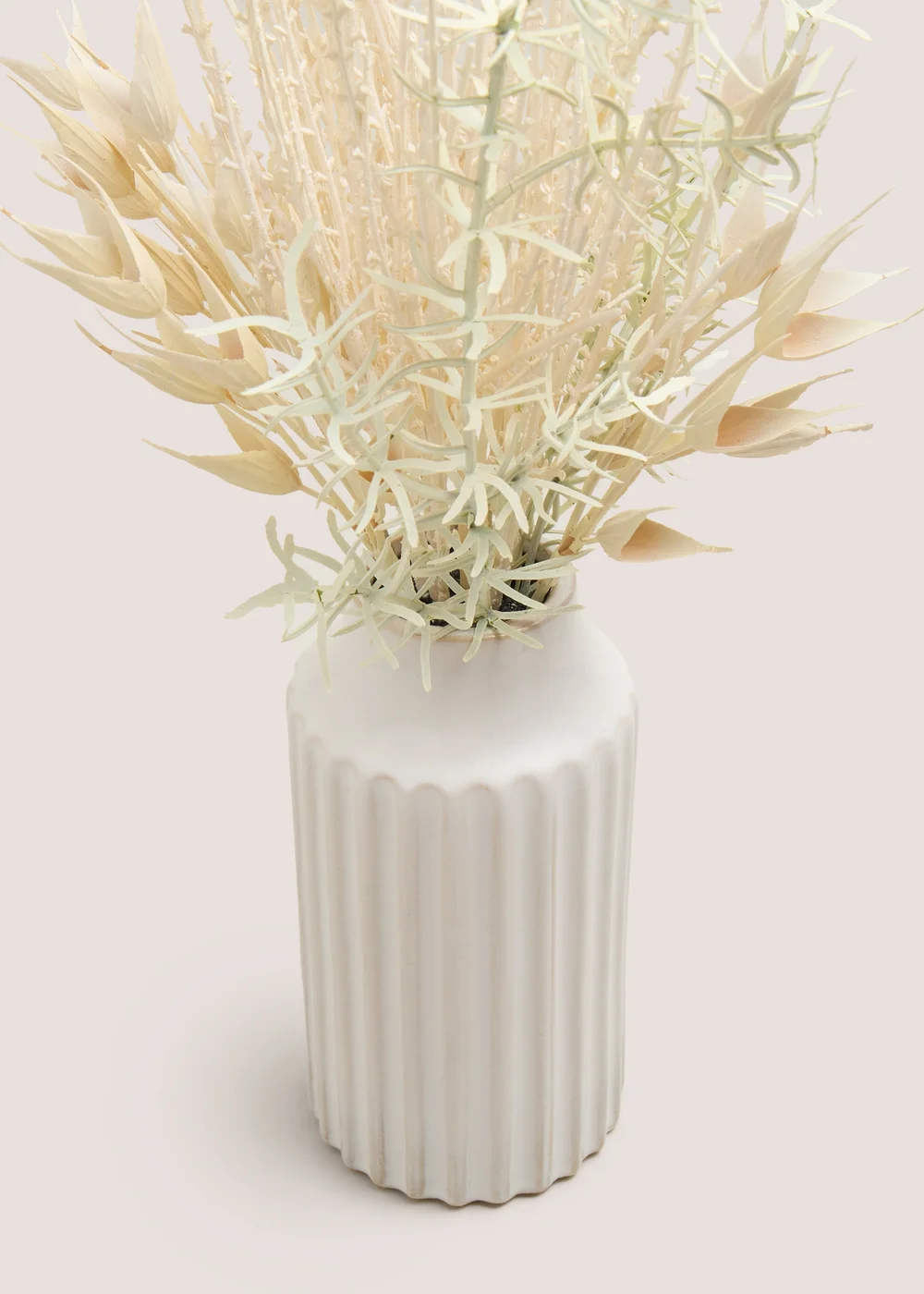 Dried Floral Arrangement In Cream Ribbed Vase Image 2