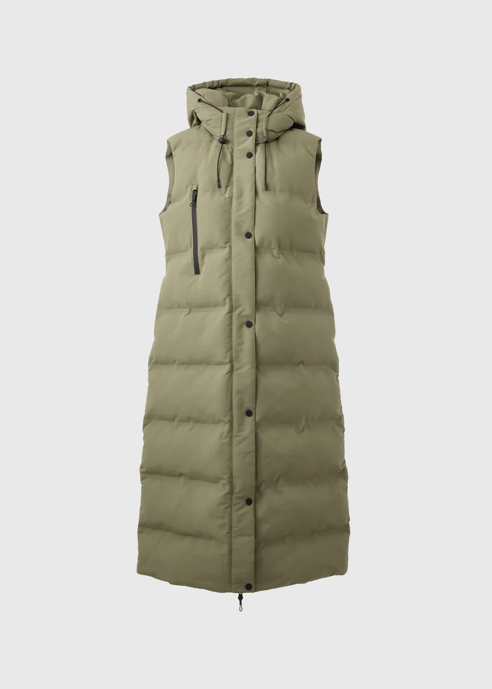 Khaki Contrast Long Padded Gilet - 8 Image 4