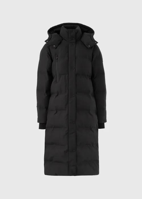 Black Technical Rubberised Long Padded Coat - 8 Image 3