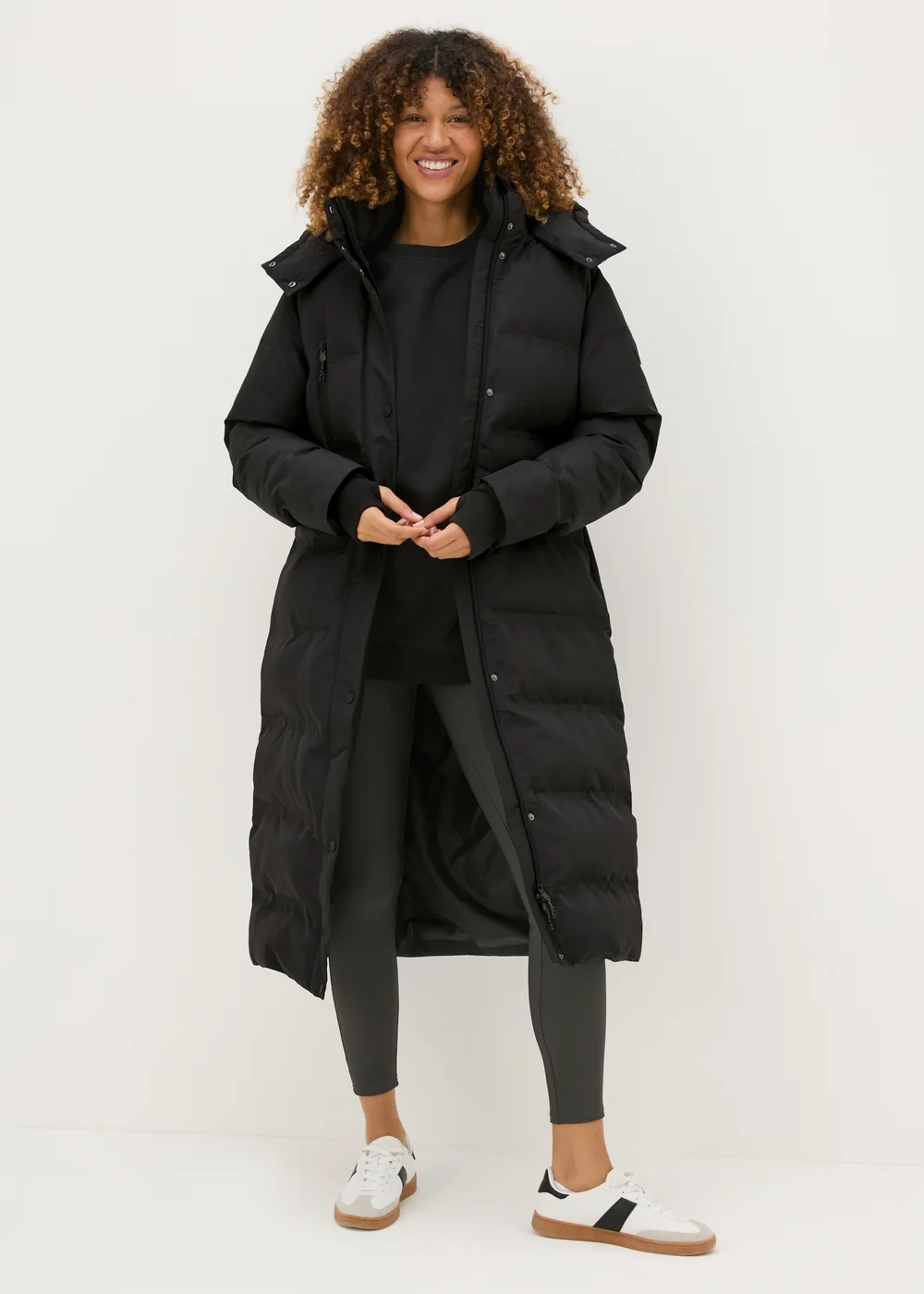 Black Technical Rubberised Long Padded Coat - 8 Image 1