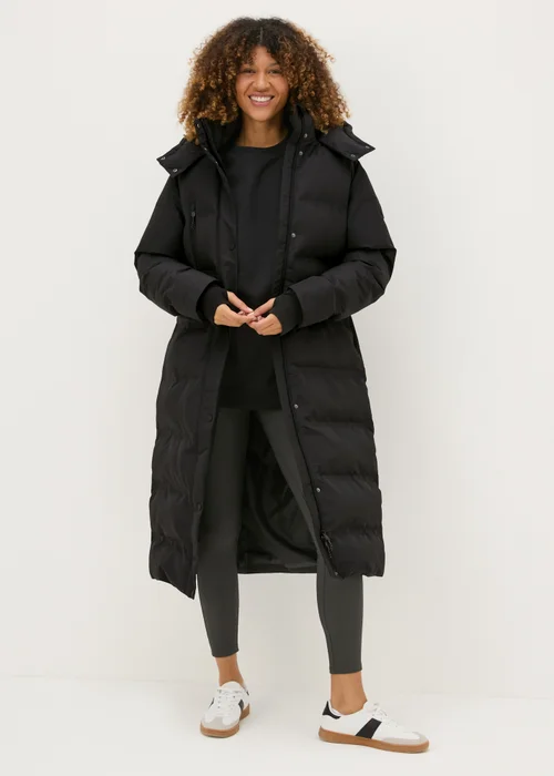 Black Technical Rubberised Long Padded Coat - 8 Image 1