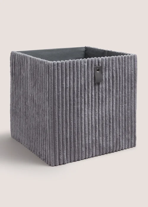 Grey Corduroy Foldable Box Image 1