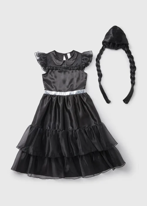 Kids Fancy Dress Black Prom Dress & Wig (4-13yrs) - 4-5 Yrs Image 1