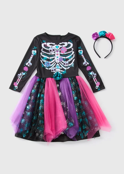Day Of The Dead Girl Black Costume (1-9yrs) - 1-1.5 Yrs Image 1