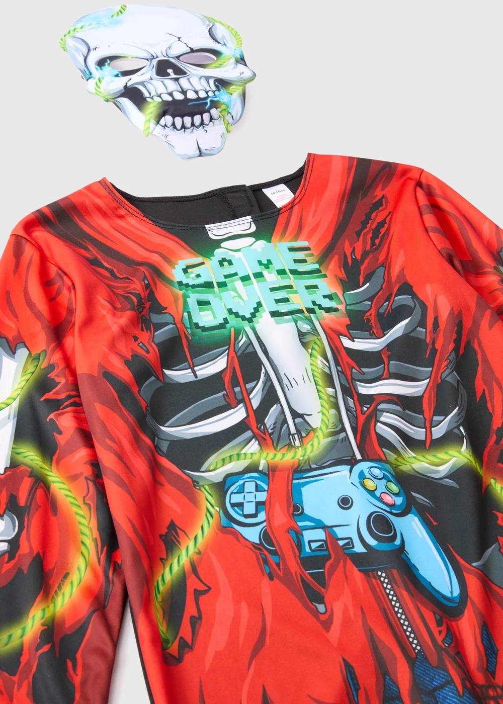 Kids Red Skeleton Gamer Boy Dress Up Costume - 2-3 Yrs Image 2