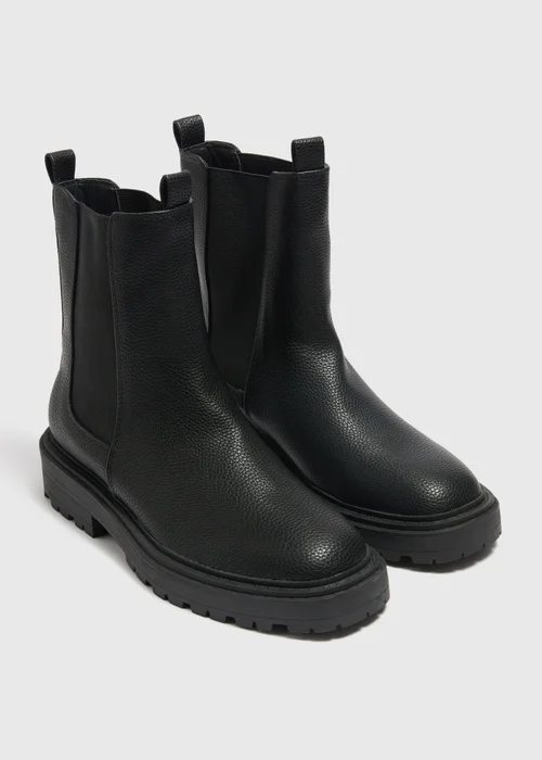 Black Textured Chelsea Boots - Size 3 Image 1