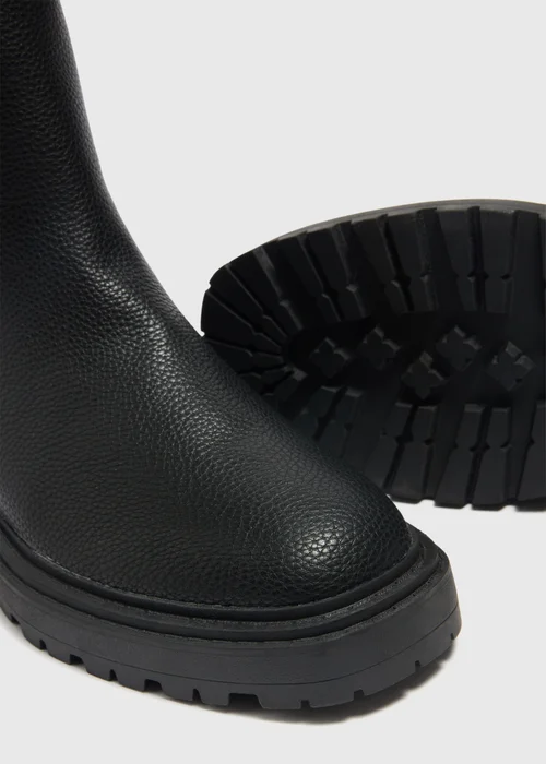 Black Textured Chelsea Boots - Size 3 Image 2
