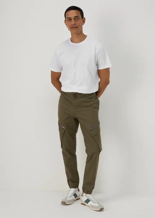 Khaki Zip Cargo Trousers - Extra small Image 1