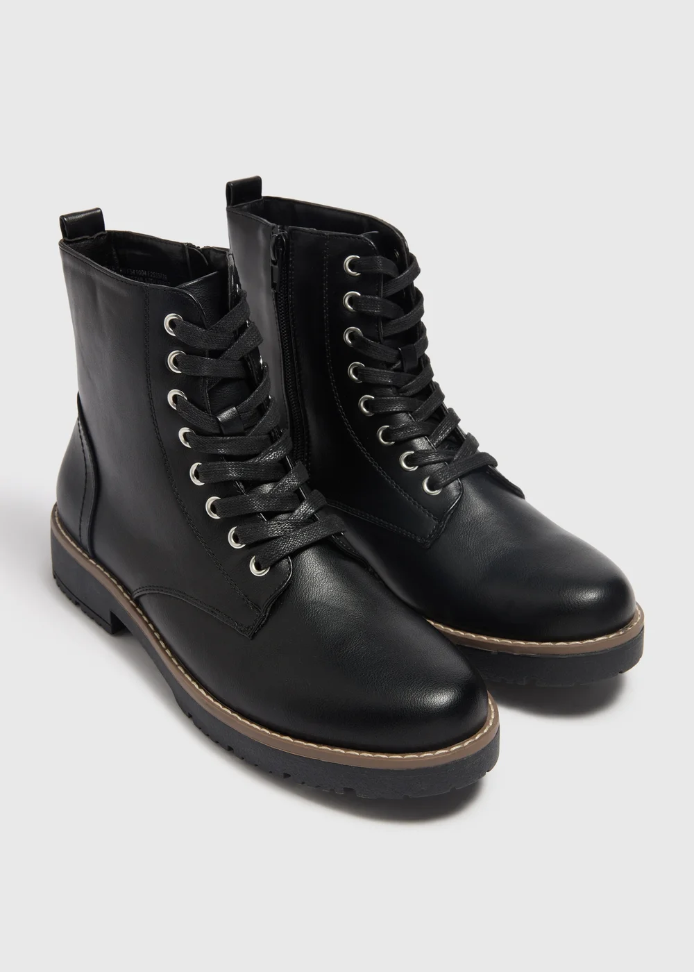 Soleflex Black Lace Up Biker Boots - 8 Image 1