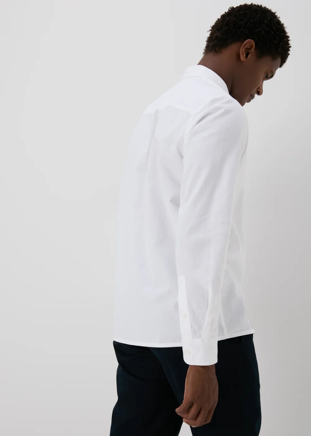 White Roll Up Sleeve Linen Shirt - S Image 2