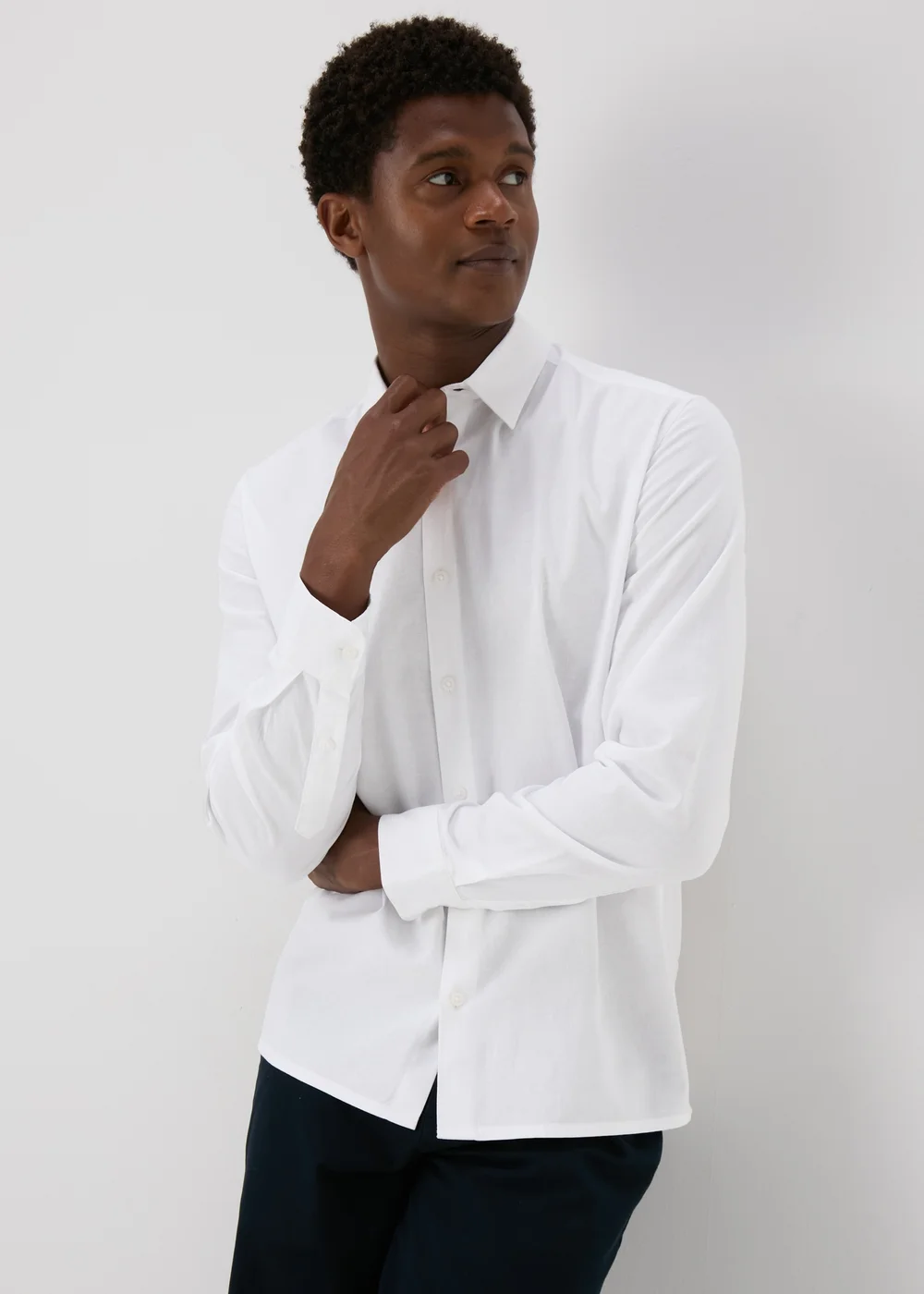 White Roll Up Sleeve Linen Shirt - S Image 1