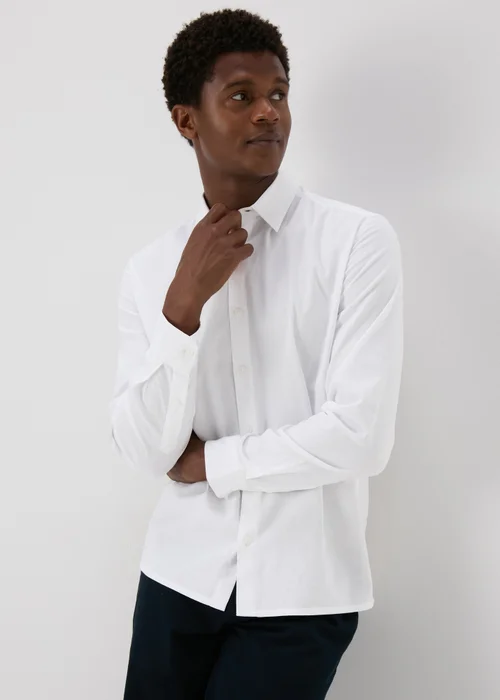 White Roll Up Sleeve Linen Shirt - S Image 1