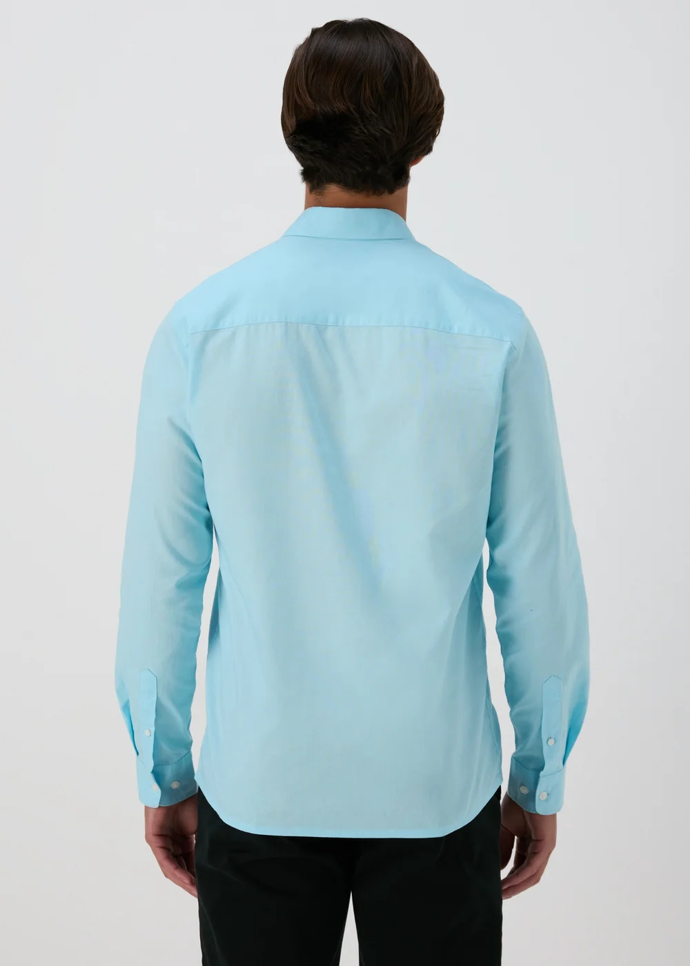 Blue Roll Sleeve Linen Shirt - S Image 2