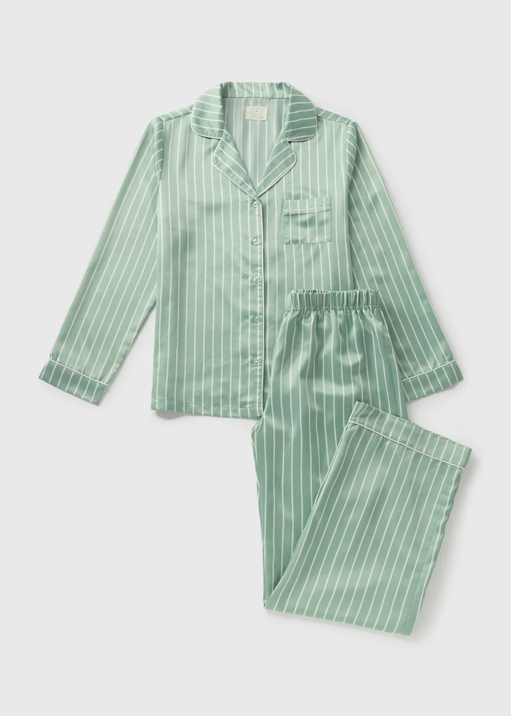 Green Stripe Satin Pyjama Set - Size 8 Image 4