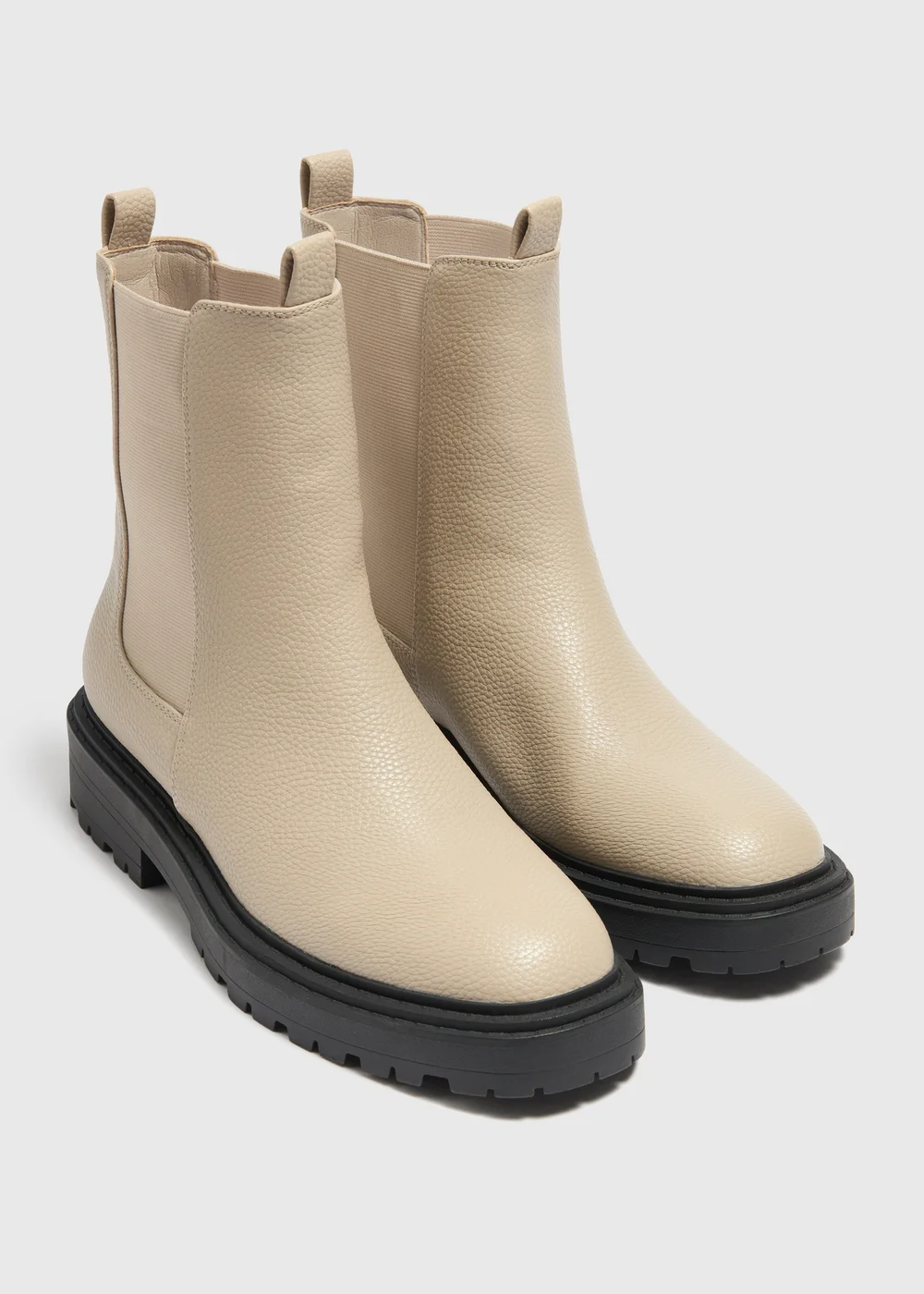 Cream Textured Chelsea Boots - 3 Image 1