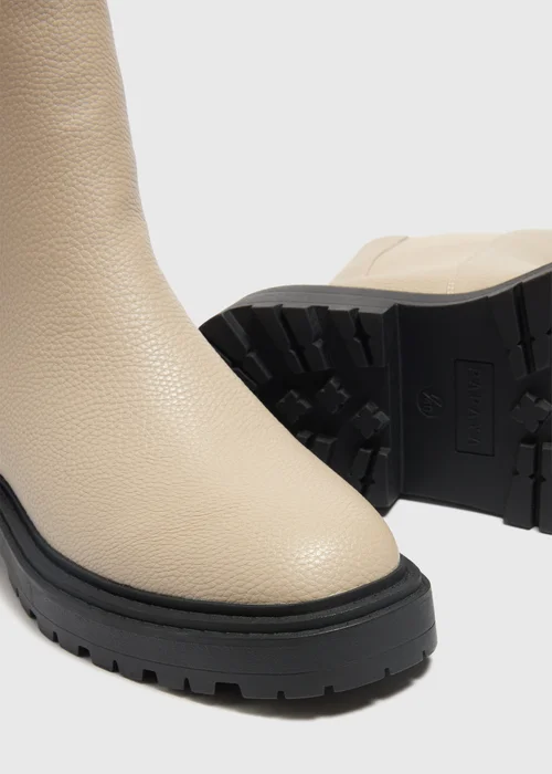 Cream Textured Chelsea Boots - 3 Image 2