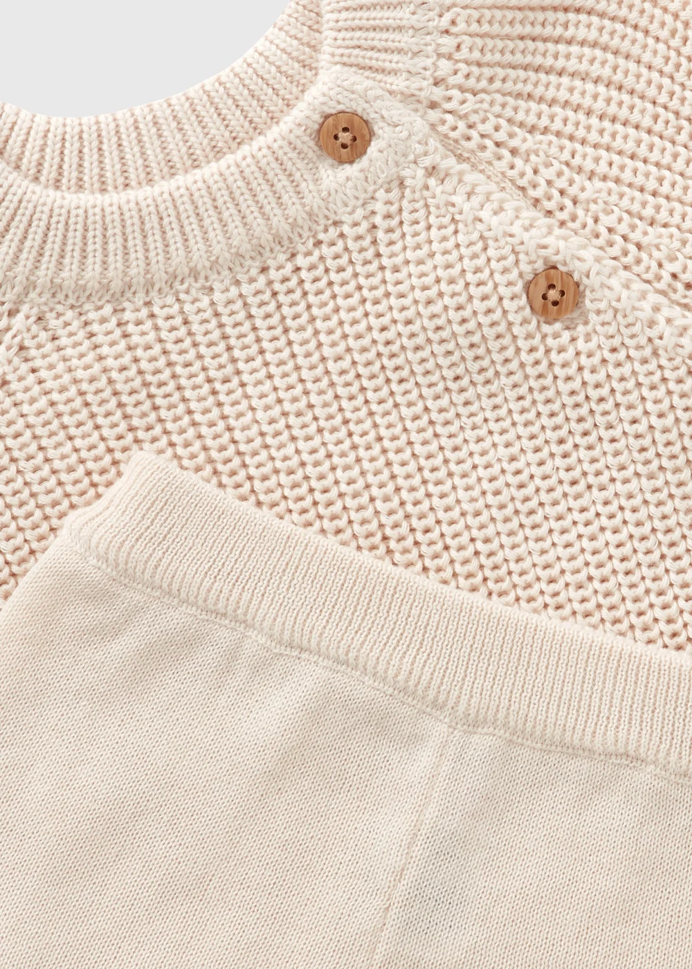 Baby Ecru Rib Knit Jumper & Jogging Bottoms Set (Newborn-23mths) - Age 0 - 3 Months Image 2
