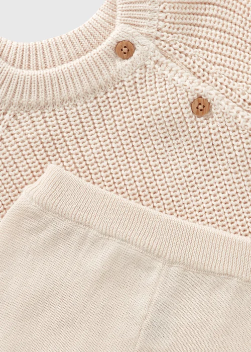 Baby Ecru Rib Knit Jumper & Jogging Bottoms Set (Newborn-23mths) - Age 0 - 3 Months Image 2