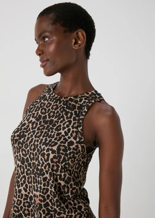Souluxe Brown Animal Print High Neck Vest Top - S Image 3