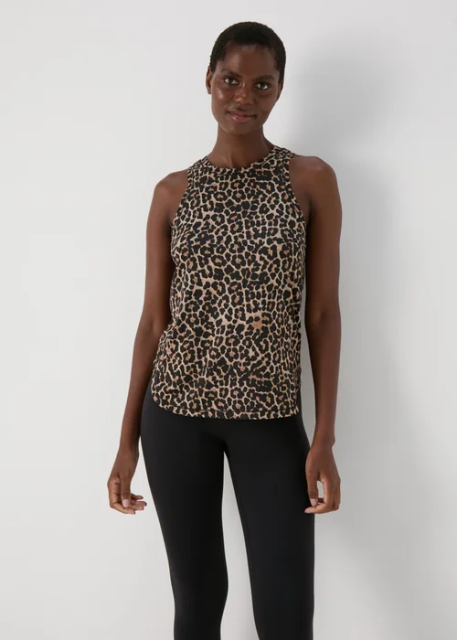 Souluxe Brown Animal Print High Neck Vest Top - S Image 1