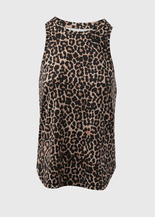 Souluxe Brown Animal Print High Neck Vest Top - S Image 5