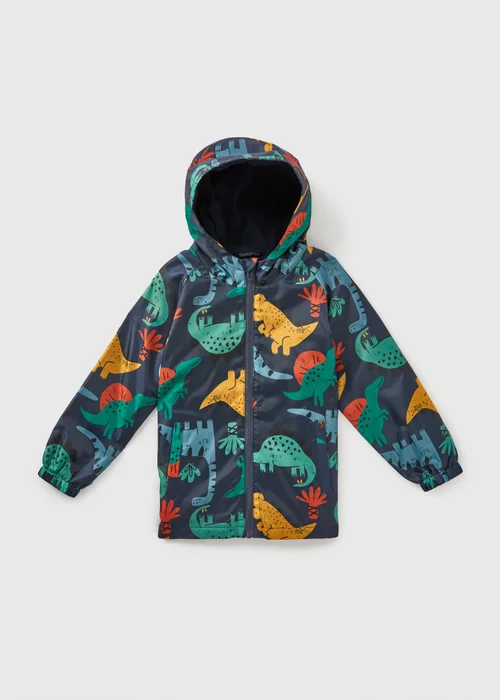 Boys Navy Dino Showerproof Raincoat (1-7yrs) - 1-1.5 Yrs Image 1