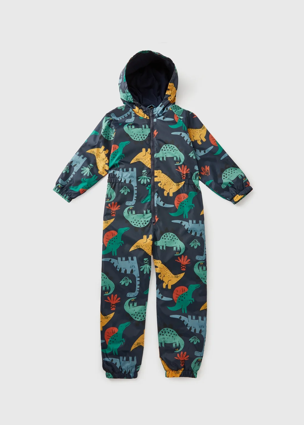 Boys Navy Dino Showerproof Puddle Suit (1-7yrs) - 1-1.5 Yrs Image 1