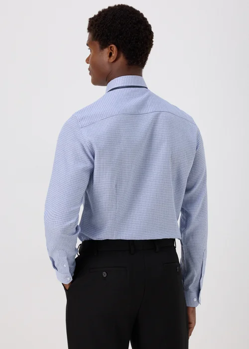 Taylor & Wright Blue Textured Slim Fit Shirt & Tie Set - 15.5 Collar Image 2
