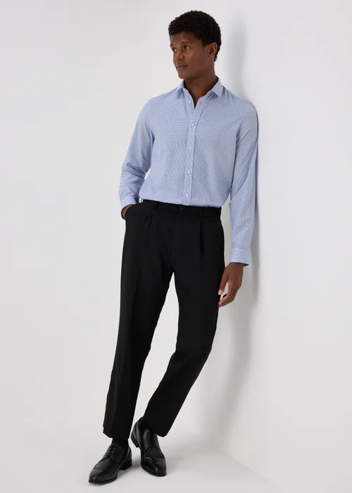 Taylor & Wright Blue Textured Slim Fit Shirt & Tie Set - 15.5 Collar Image 4