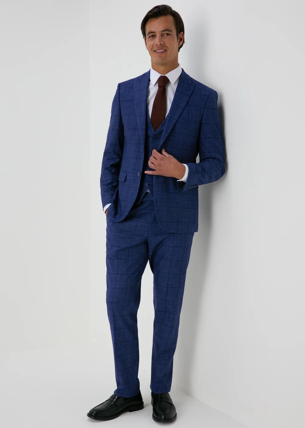 Taylor & Wright Chatsworth Navy Check Tailored Suit Jacket - 36 Chest Long Image 4