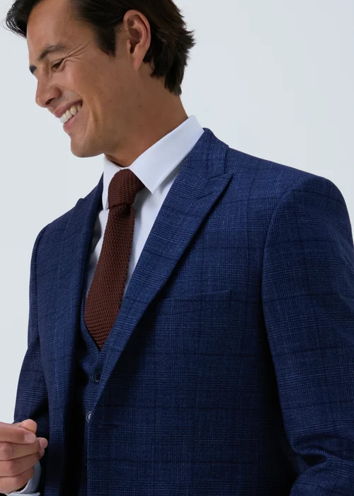 Taylor & Wright Chatsworth Navy Check Tailored Suit Jacket - 36 Chest Long Image 3
