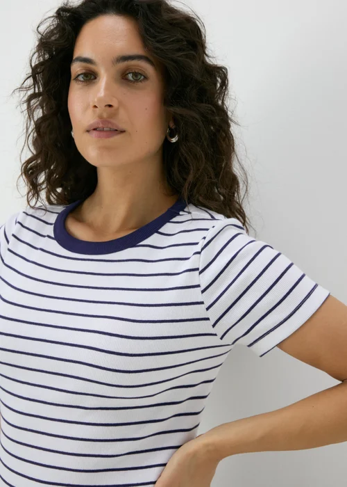 Navy Stripe Ribbed T-Shirt - 8 Image 1