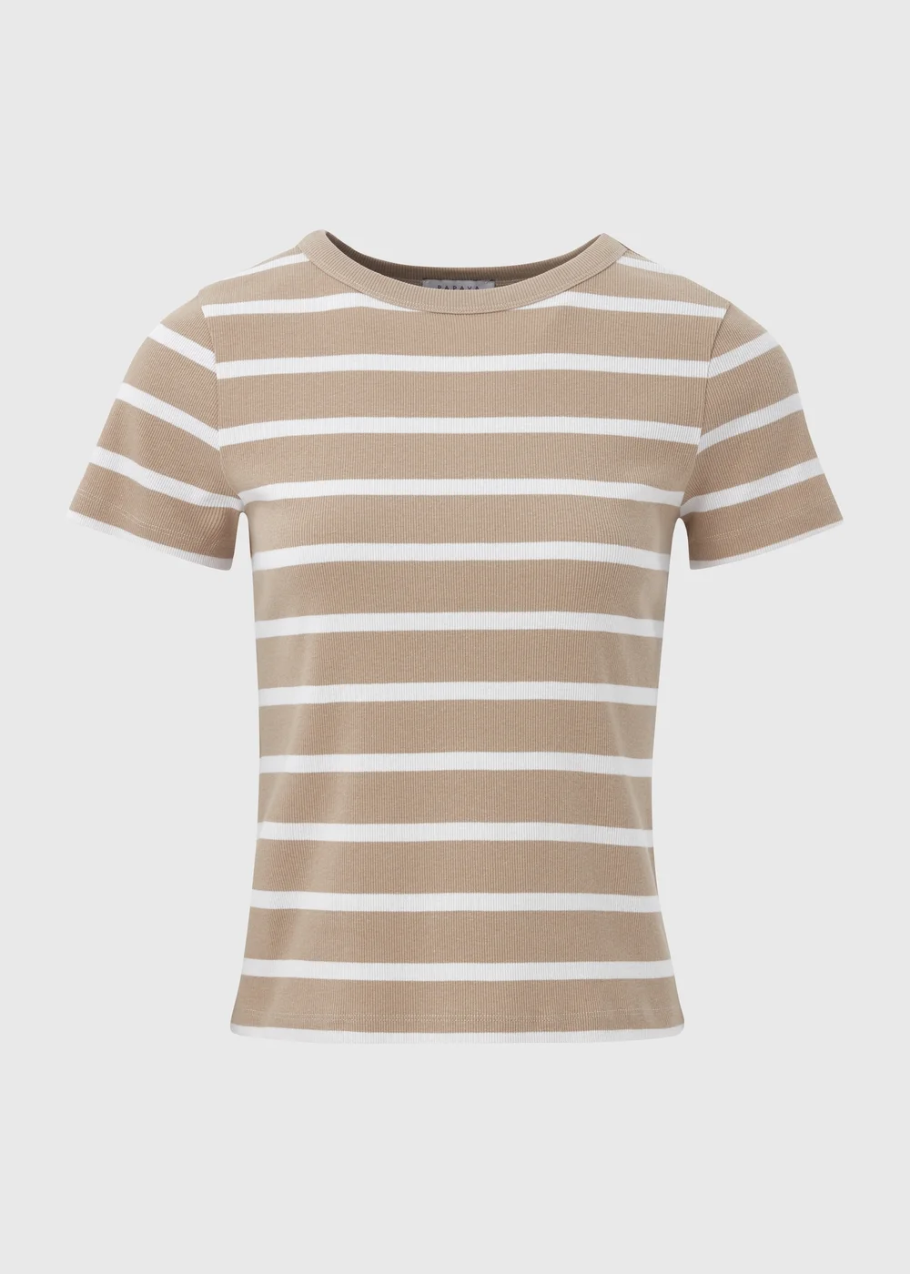 Beige Stripe Ribbed T-Shirt - 8 Image 5