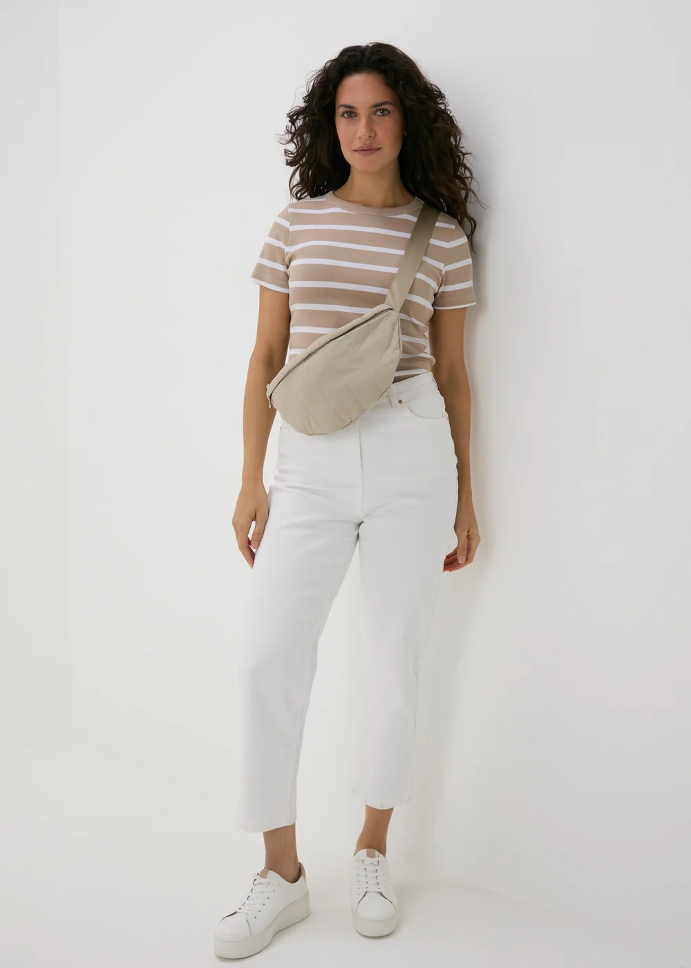 Beige Stripe Ribbed T-Shirt - 8 Image 4