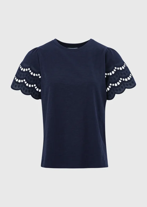 Navy Cutwork Sleeve T-Shirt - 8 Image 5