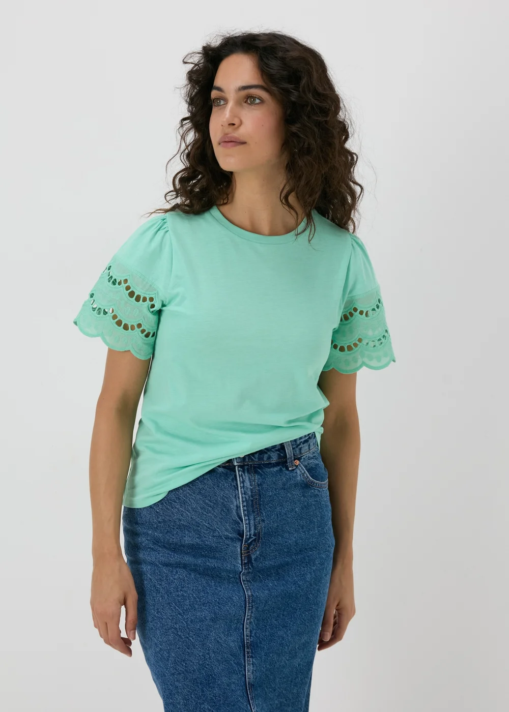 Mint Cutwork Sleeve T-Shirt - 8 Image 1